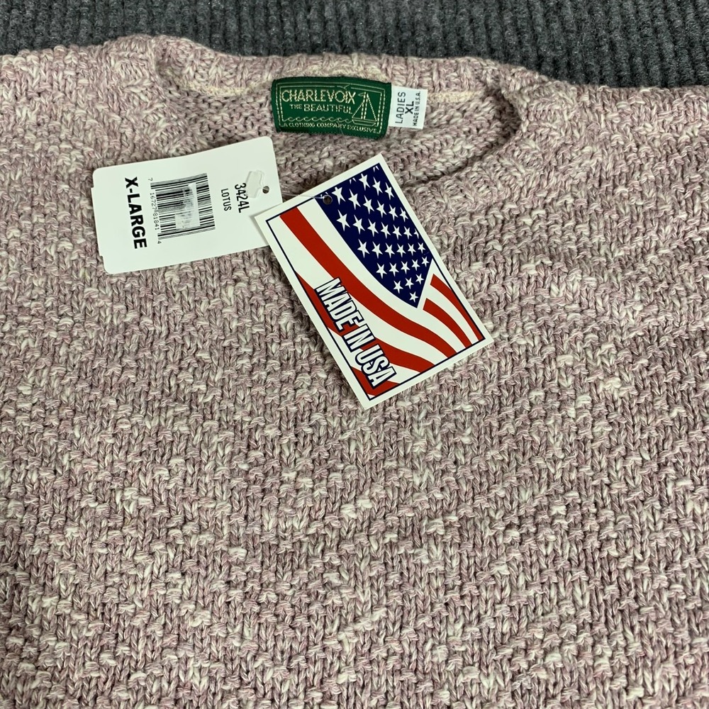 VTG Charlevoix the Beautiful Sweater Womens XL Pink Short Sleeve Textured New - Picture 2 of 12